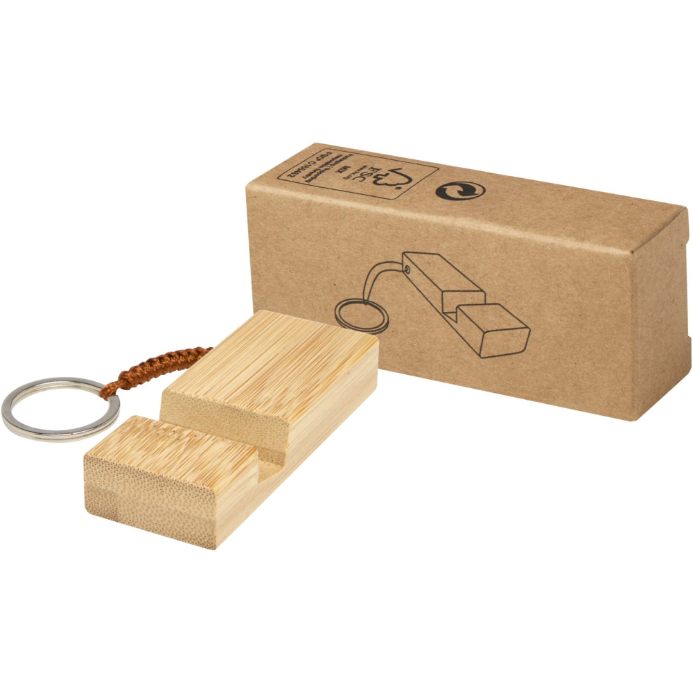 Logo trade advertising products picture of: Bosona bamboo phone holder with keychain