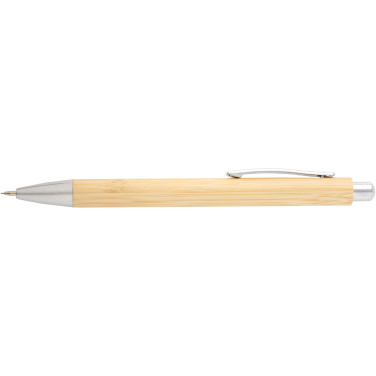 Logo trade promotional item photo of: Oblys bamboo ballpoint pen and mechanical pencil set (black ink)