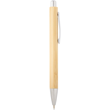 Logotrade promotional giveaway picture of: Oblys bamboo ballpoint pen and mechanical pencil set (black ink)