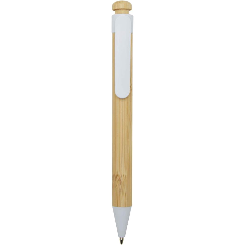 Logo trade promotional gifts picture of: Rattan bamboo and recycled plastic ballpoint pen (black ink)