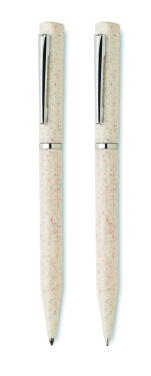 Logo trade corporate gifts picture of: Wheat straw/ABS twist pen set