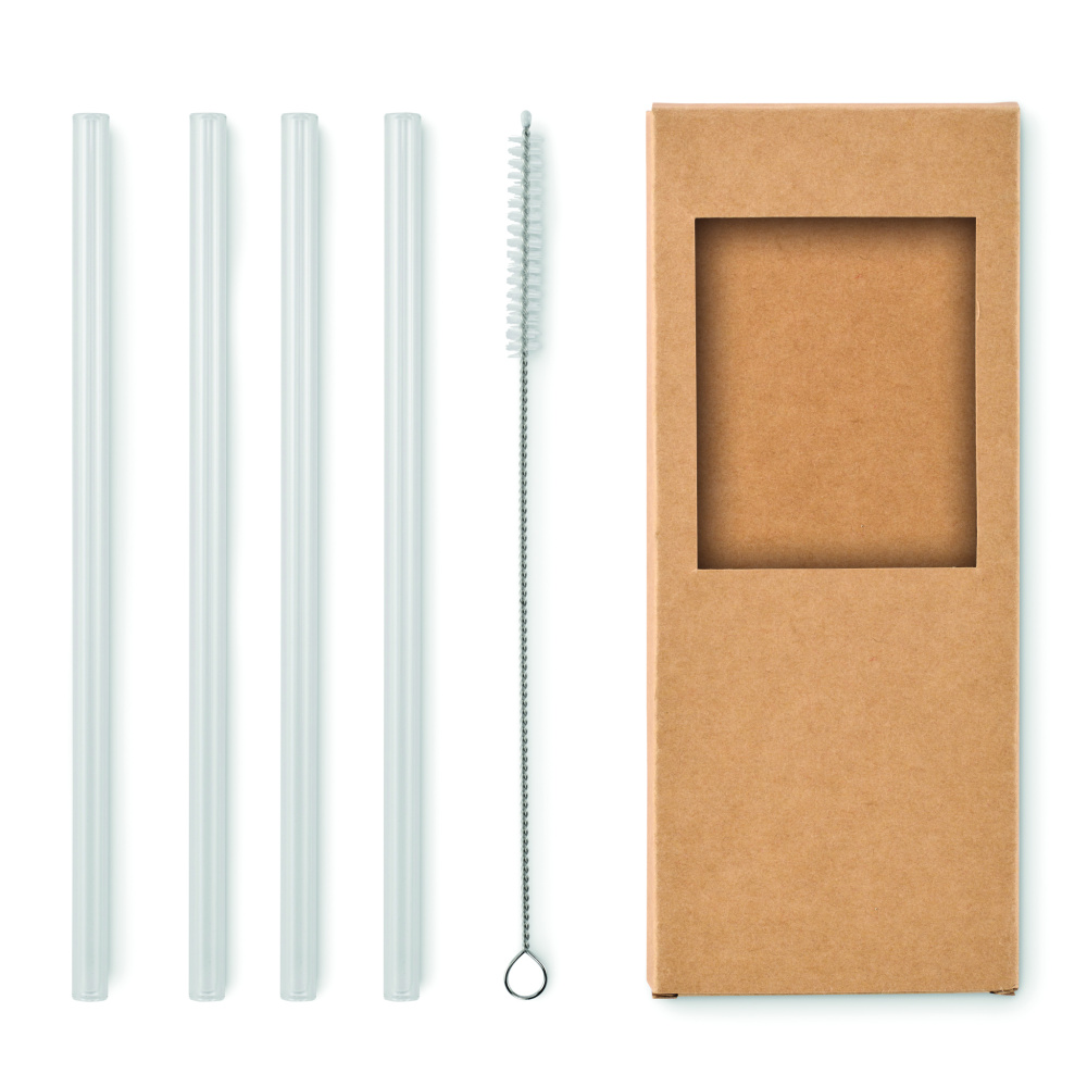 Logo trade promotional giveaways image of: 4 reusable glass straws