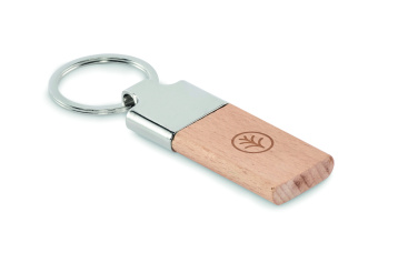 Logo trade promotional gifts image of: Key ring with rubber wood