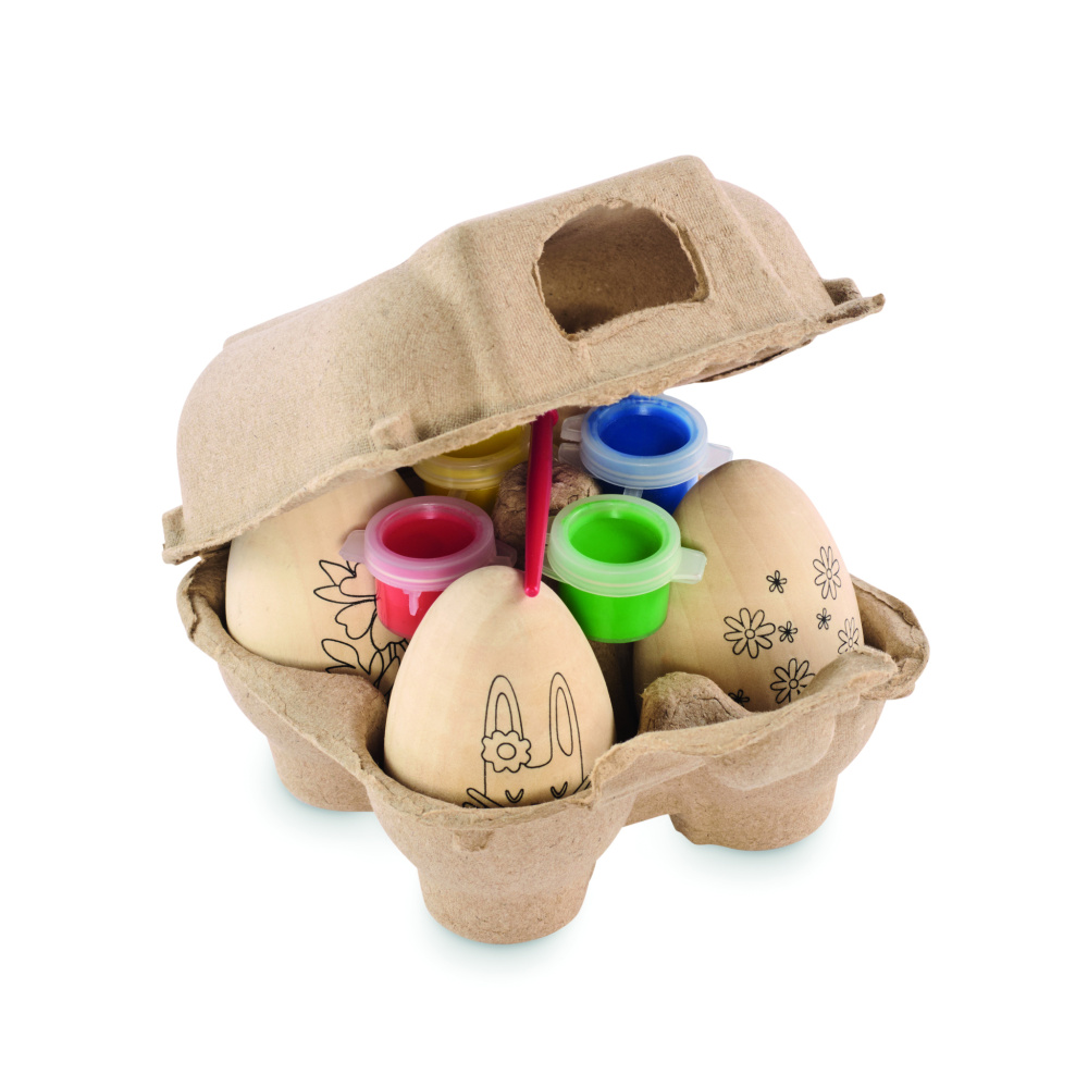 Logo trade promotional item photo of: Wooden eggs painting set