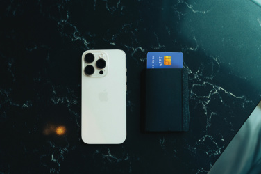 Logotrade promotional item image of: Seekcard RCS rpolyester card wallet with worldwide locating