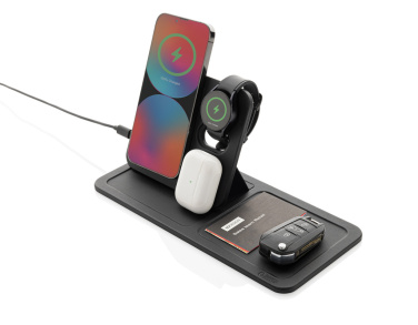 Logo trade promotional gift photo of: Swiss Peak 3 in 1 RCS recycled PU wireless charger desk tray