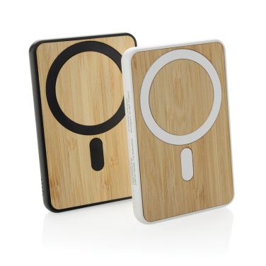 Logo trade corporate gift photo of: Zen RCS rplastic 5000 mah 5W magnetic bamboo powerbank