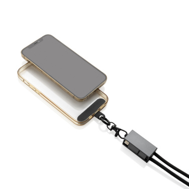 Logo trade promotional products image of: Terra RCS recycled PET phone cord with dual charge cable