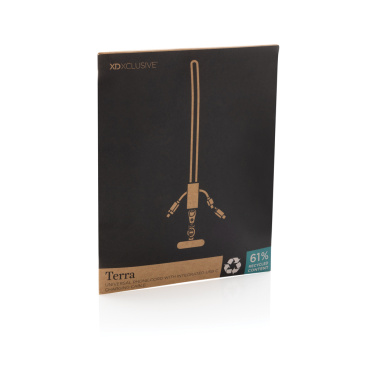 Logo trade promotional merchandise image of: Terra RCS recycled PET phone cord with dual charge cable