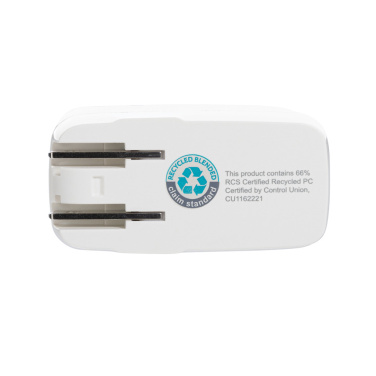 Logo trade business gift photo of: TravelCharge Pro RCS rplastic travel charger with USB C