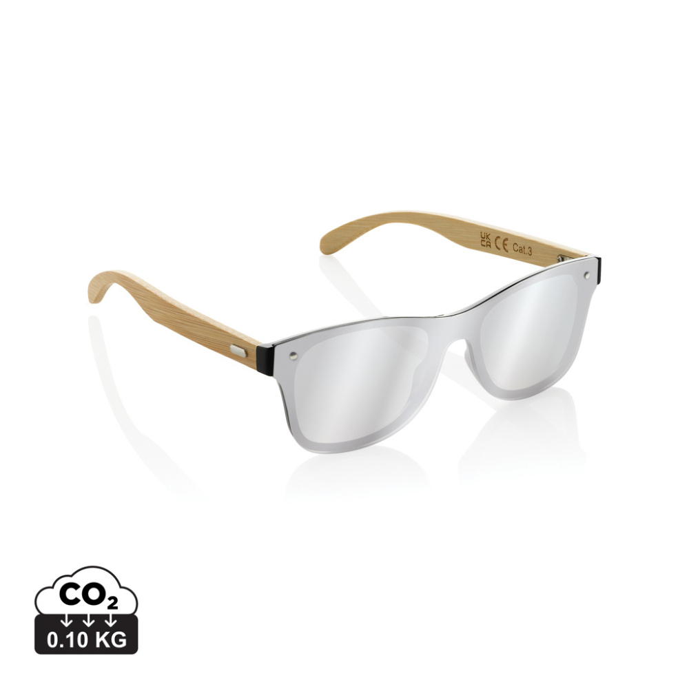 Logotrade promotional merchandise photo of: Prism RCS recycled plastic sunglasses with bamboo frame