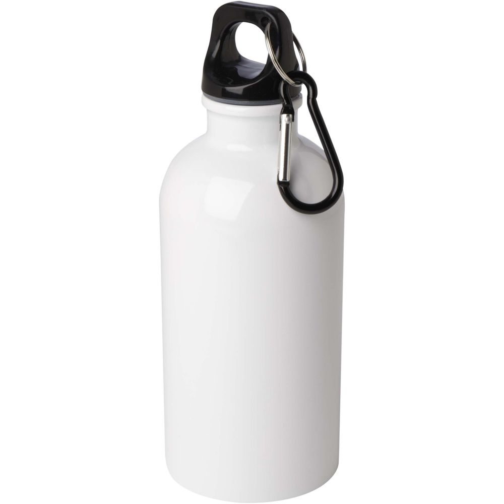 Logo trade corporate gifts image of: Oregon 400 ml RCS certified single wall stainless steel water bottle with carabiner