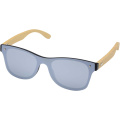Tan sunglasses with bamboo temples, Silver