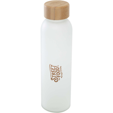 Logo trade promotional merchandise picture of: Lume 500 ml matte soda lime glass bottle with bamboo lid