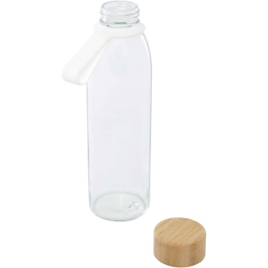 Logotrade promotional product picture of: Porto 500 ml glass water bottle with silicone handle and bamboo lid
