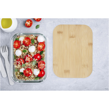 Logo trade promotional item photo of: Roby glass lunch box with bamboo lid
