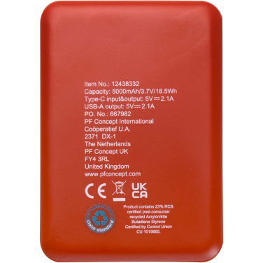 Logotrade promotional product picture of: Asama 5000 mAh Type-C recycled plastic power bank