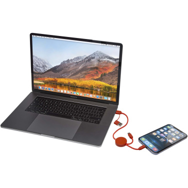 Logo trade corporate gift photo of: Citala 5-in-1 recycled plastic 30 cm data sync and 27W fast charge cable