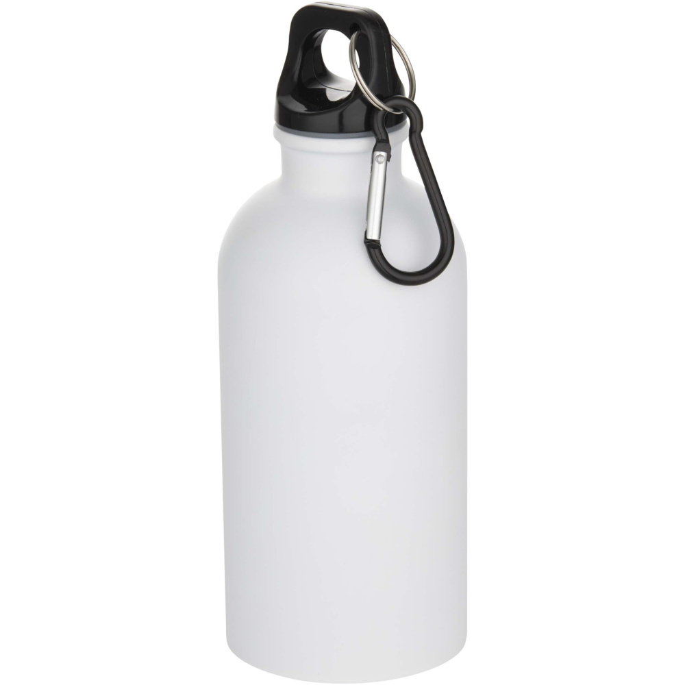 Logo trade business gifts image of: Oregon 400 ml matte RCS recycled single wall stainless steel water bottle with carabiner