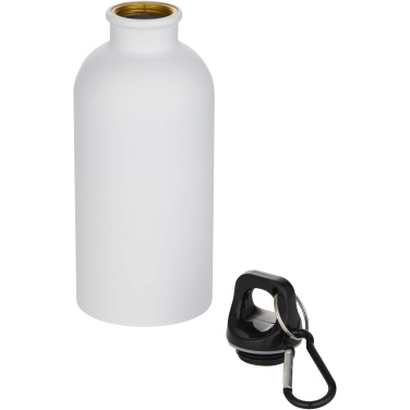 Logotrade advertising product image of: Oregon 400 ml matte RCS recycled single wall stainless steel water bottle with carabiner