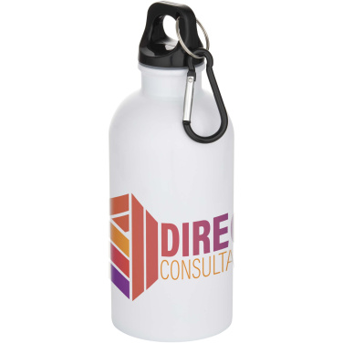 Logotrade promotional gift picture of: Oregon 400 ml sublimation RCS recycled single wall stainless steel water bottle with carabiner