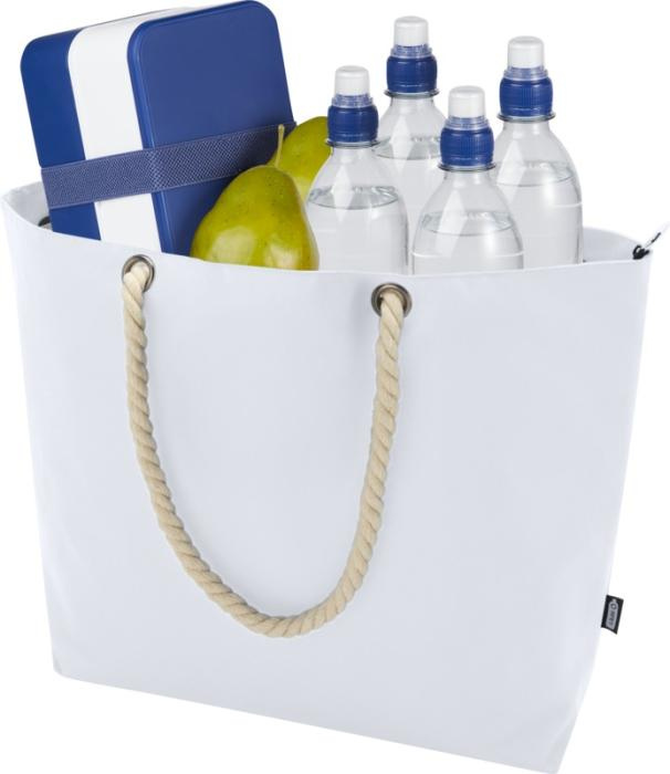 Logo trade advertising products image of: Panama GRS recycled beach cooler tote bag with cord handles