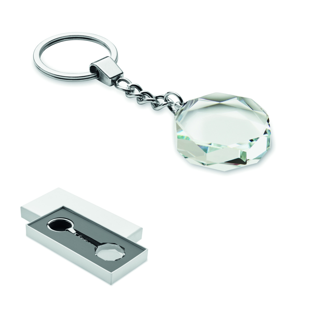Logo trade advertising products image of: Glass round award key ring