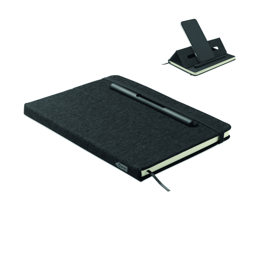 Logo trade promotional product photo of: A5 notebook with phone holder