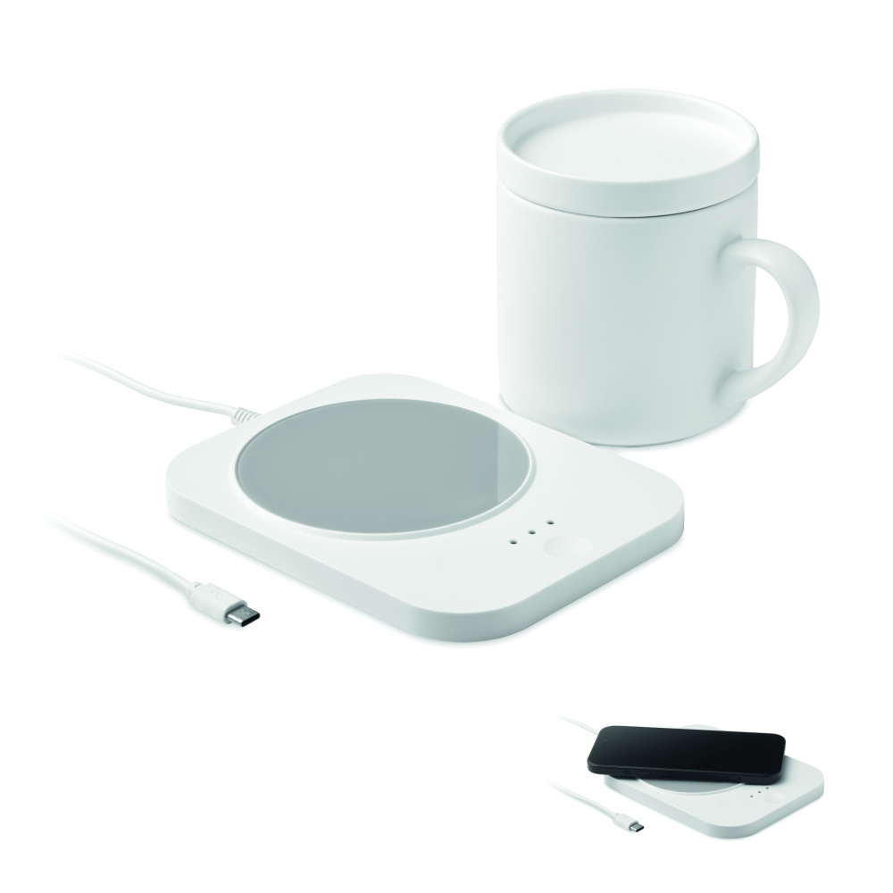 Logo trade promotional items picture of: Wireless charger mug warmer set