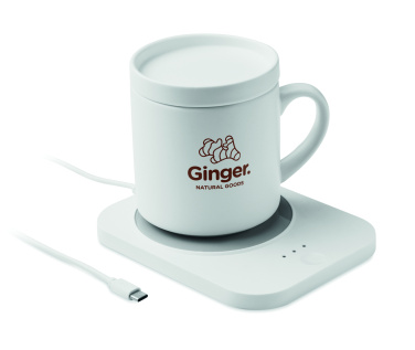 Logo trade promotional merchandise image of: Wireless charger mug warmer set