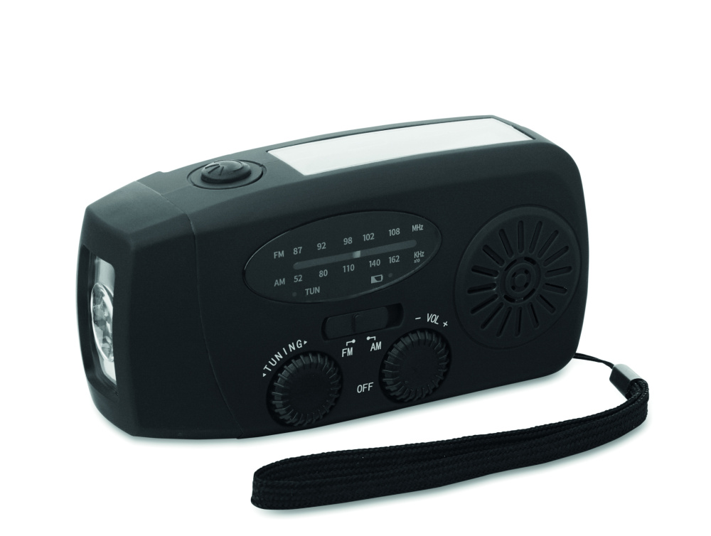 Logo trade promotional merchandise photo of: Portable radio SOS with LED torch