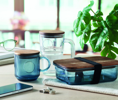 Logo trade promotional merchandise photo of: Ribbed glass mug 300ml