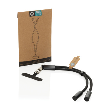 Logo trade promotional gifts image of: LoopAmp RCS RPET adjustable phone wrist strap 60W cable