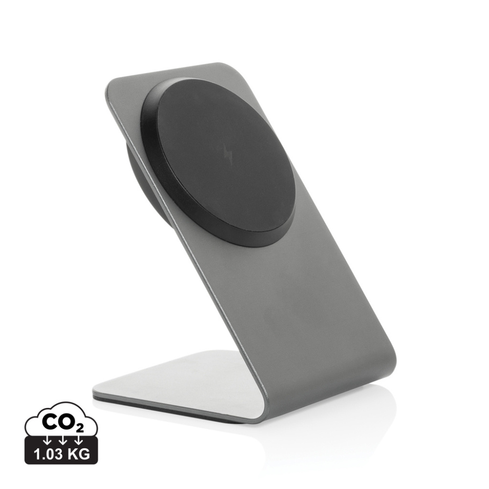 Logotrade promotional merchandise photo of: Terra aluminium 15W magnetic wireless charging phone stand