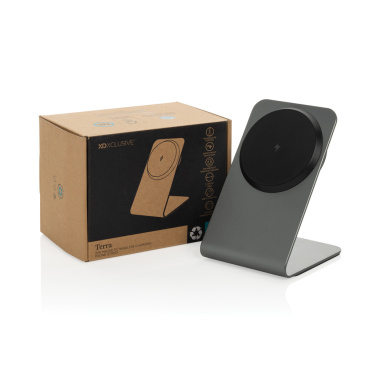 Logo trade business gifts image of: Terra aluminium 15W magnetic wireless charging phone stand