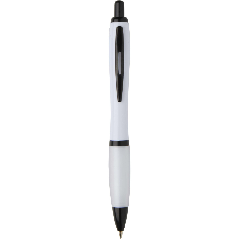 Logotrade promotional gift image of: Nash recycled plastic ballpoint pen with black trims (black ink)