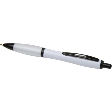 Logo trade promotional giveaway photo of: Nash recycled plastic ballpoint pen with black trims (black ink)