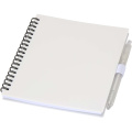 Niove recycled plastic soft cover notebook and ballpoint pen set (blue ink), White