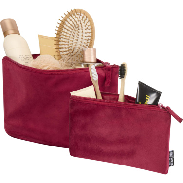 Logo trade promotional items image of: Swift GRS recycled velvet toiletry bag set