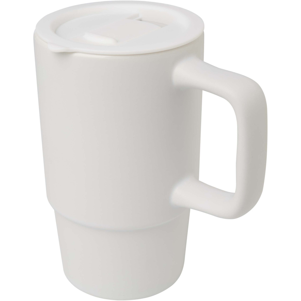 Logo trade promotional merchandise image of: Carter 450 ml ceramic mug with plastic lid