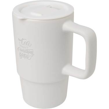 Logo trade promotional item photo of: Carter 450 ml ceramic mug with plastic lid