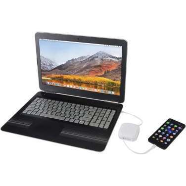 Logo trade business gifts image of: Gloas 5-in-1 recycled retractable data sync and 100W fast charge cable with smartphone tool kit