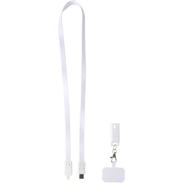 Logo trade promotional giveaways image of: Franz recycled plastic smartphone lanyard with built-in data sync and 65W fast charge 5-in-1 cable