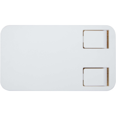 Logotrade promotional items photo of: Alfirk recycled plastic foldeable desk phone stand with bamboo details