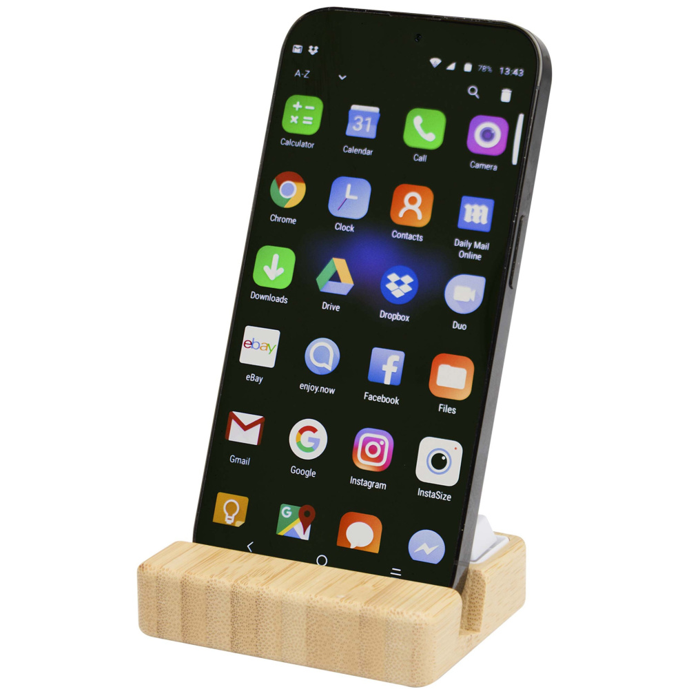Logo trade promotional gifts picture of: Algol recycled plastic phone stand and fidget toy with bamboo details