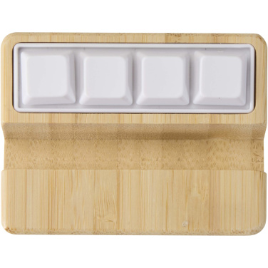 Logo trade promotional merchandise image of: Algol recycled plastic phone stand and fidget toy with bamboo details