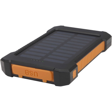 Logo trade corporate gifts image of: Altair 5000 mAh 10W recycled plastic rugged solar power bank with built-in torch