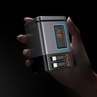 Logo trade promotional merchandise photo of: Urban Vitamin Sacramento 105W GAN charger+retractable cables