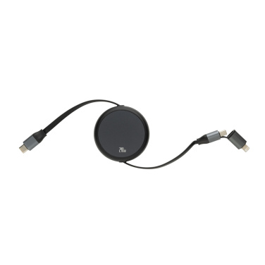Logo trade promotional products image of: Terra RCS recycled aluminium retractable 240W 2-in-1 cable