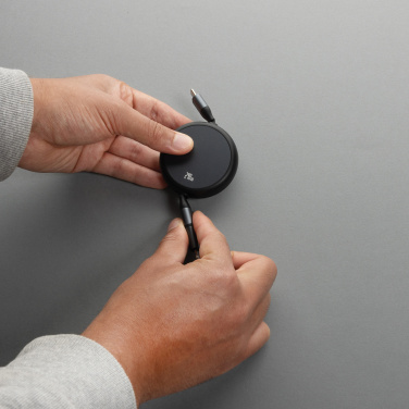 Logo trade corporate gifts picture of: Terra RCS recycled aluminium retractable 240W 2-in-1 cable